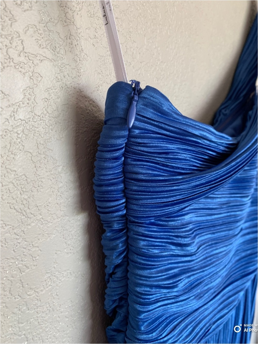 Lulus Small Poised Performance Blue Plisse One-Shoulder Maxi Dress NWT Formal - Picture 10 of 17